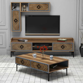 Hanah Home Samba - Conjunto de Muebles para Sala de Estar Nogal y Azul
